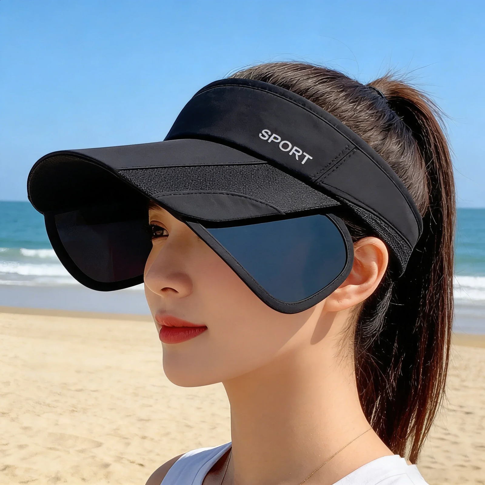 1PC Womens Hats with A Pull-out Brim Summer Sun Visor A Retractable Brim for Face Protection AKorean-style Large-brim Cycling 260625 - view 4