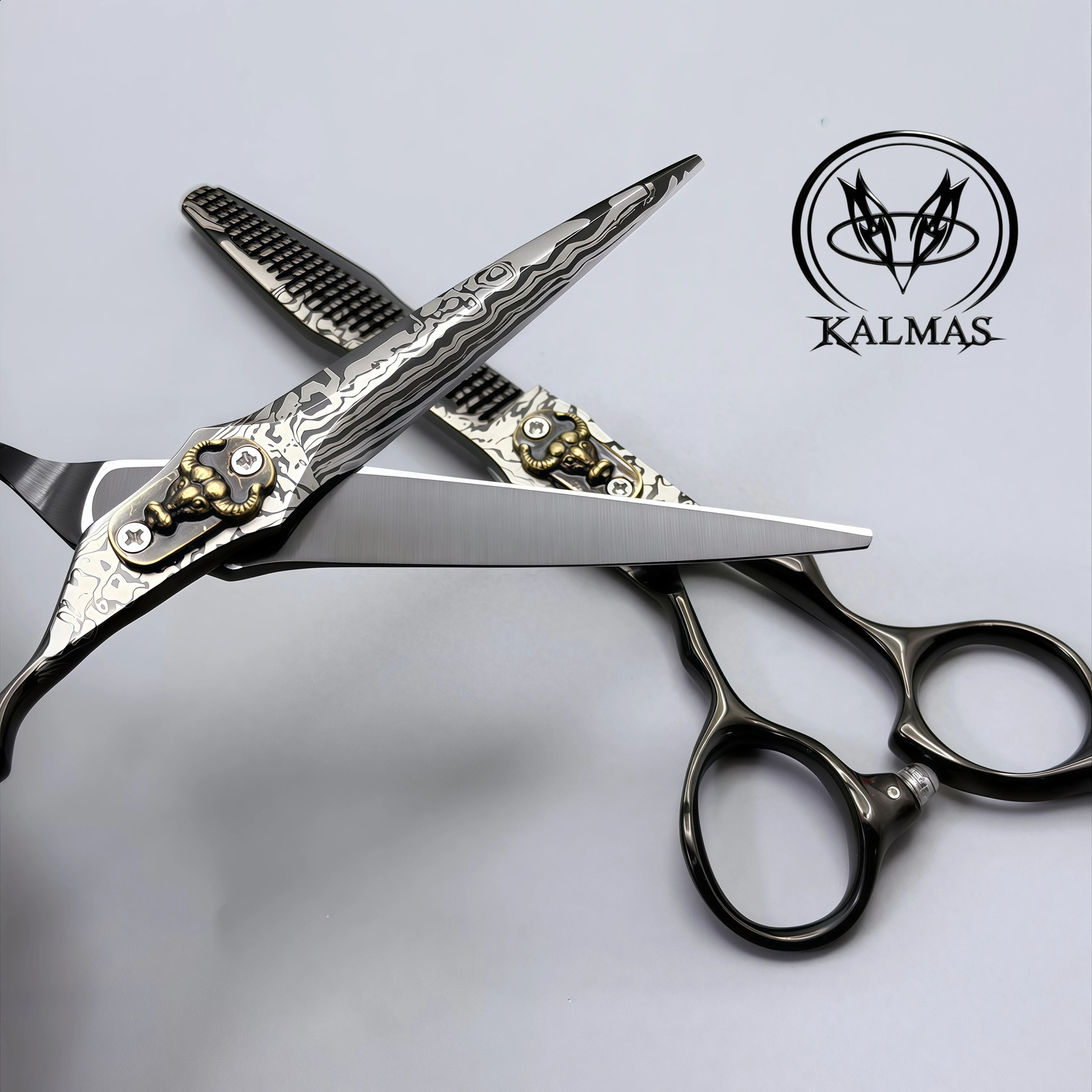 KALMAS Professional 6inch Hairdressing Hair Scissors VG10 Steel Barber Cut Thin Shears Kit for Stylists And Barbers 260615 - view 3