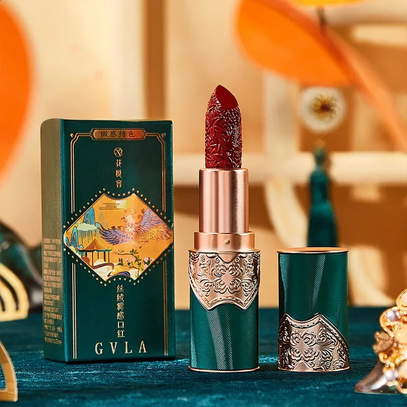 Retro Engraved Lipstick Chinese Red Engraved Velvet Mist Sense Moist Waterproof Non-Stick Cup Not Easy To Fade Lipstick Cosmetic 260626
