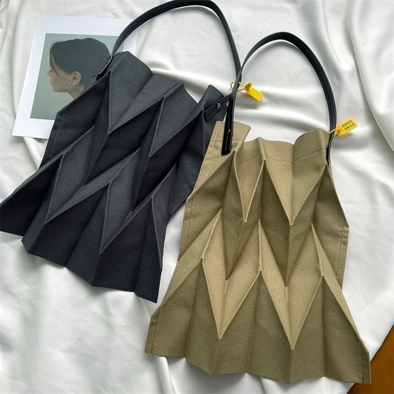 Miyake Pleated Geometric Ringer Unique Solid Color Shopping Bag Handbag for Woman Drawstring Bags 260625