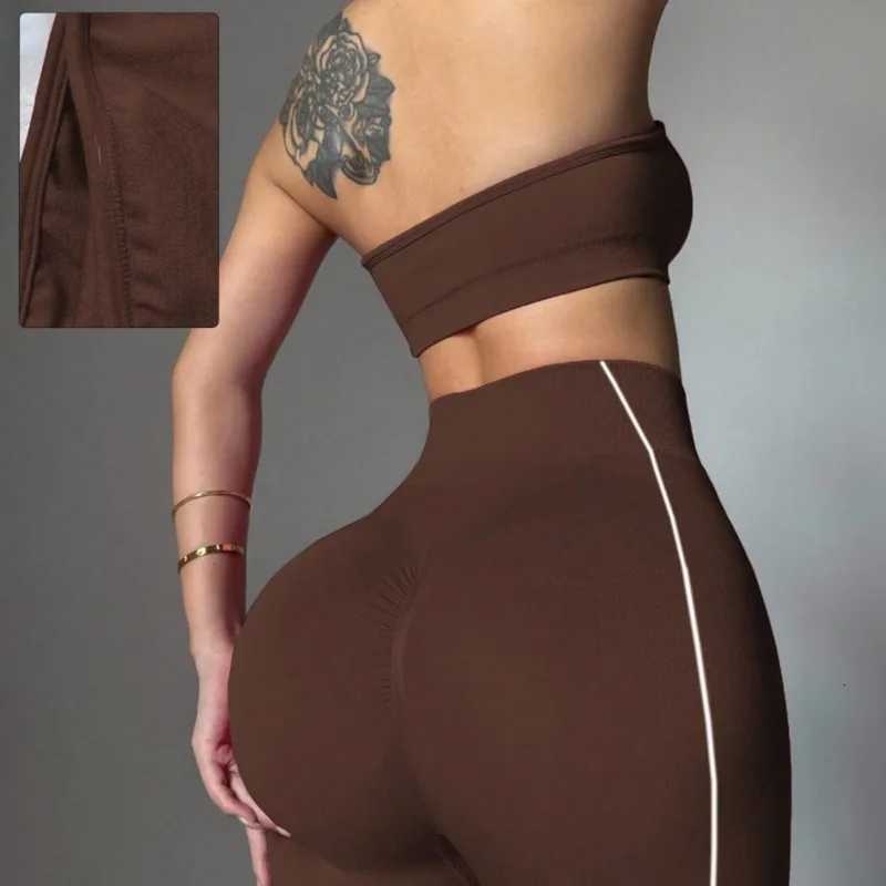 Strapless Bandeau Sports Bra Women Seamless High Waist Yoga Leggings Set Padded Workout Fitness Gym 2 Piece Outfits M260626 - view 4