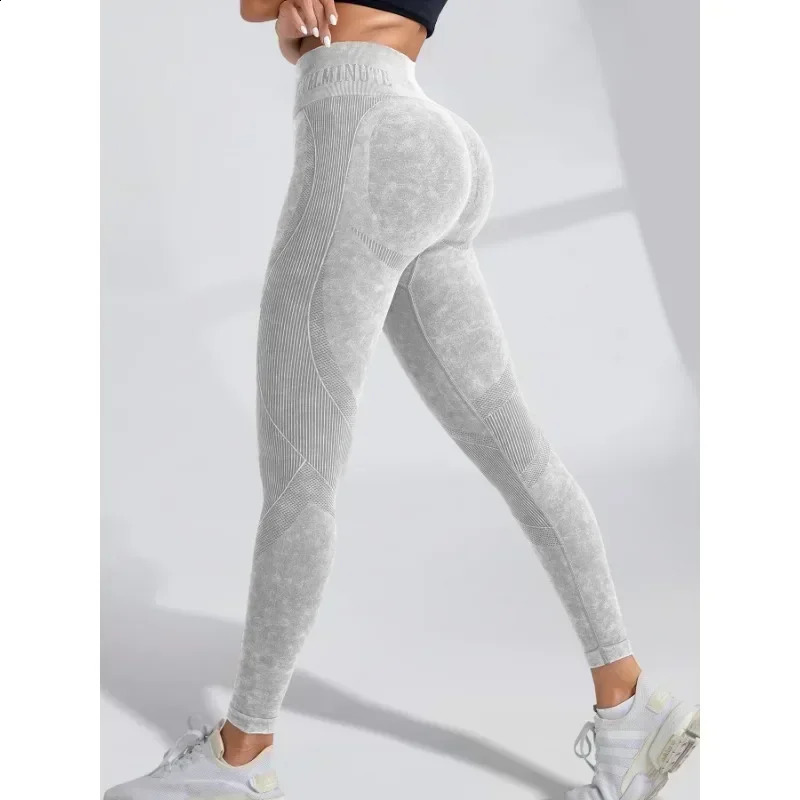 Women Seamless Gym High Waist Yoga Pants Hip Lifting Outdoor Sports Tight Waist Letter Sand Washed Pants Exercise Yoga Leggings 260626 - view 6