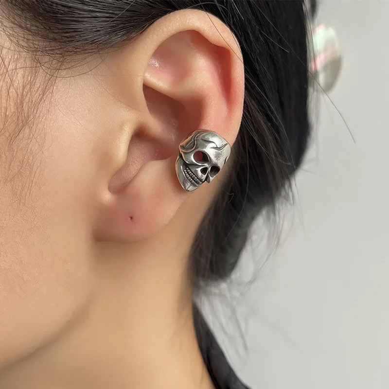 Europe Simple Square Skeleton Earrings For Women Silver Color Punk Style No Piercing Ear Cuff Party Jewelry Accessories Gifts 260623 - view 3