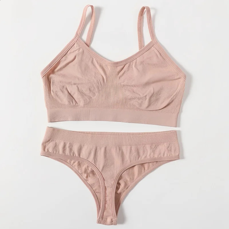 Women Buttery Soft Bra And Panties Set PushUp Unlined Brassiere Breathable Ribbed Underwear Stretchy Crop Top Sexy Lingerie 260626 - view 5