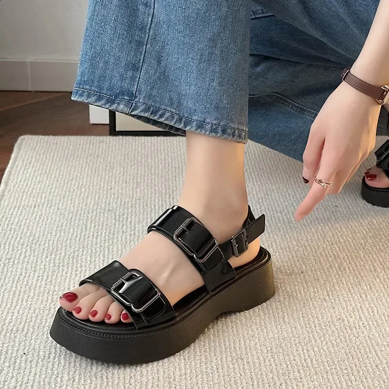 Fashion 2024 Platform Sandal Summer Shoes Buckle Slides Casual Black Sports Flat Sandalias De Mujer 260616 - view 5