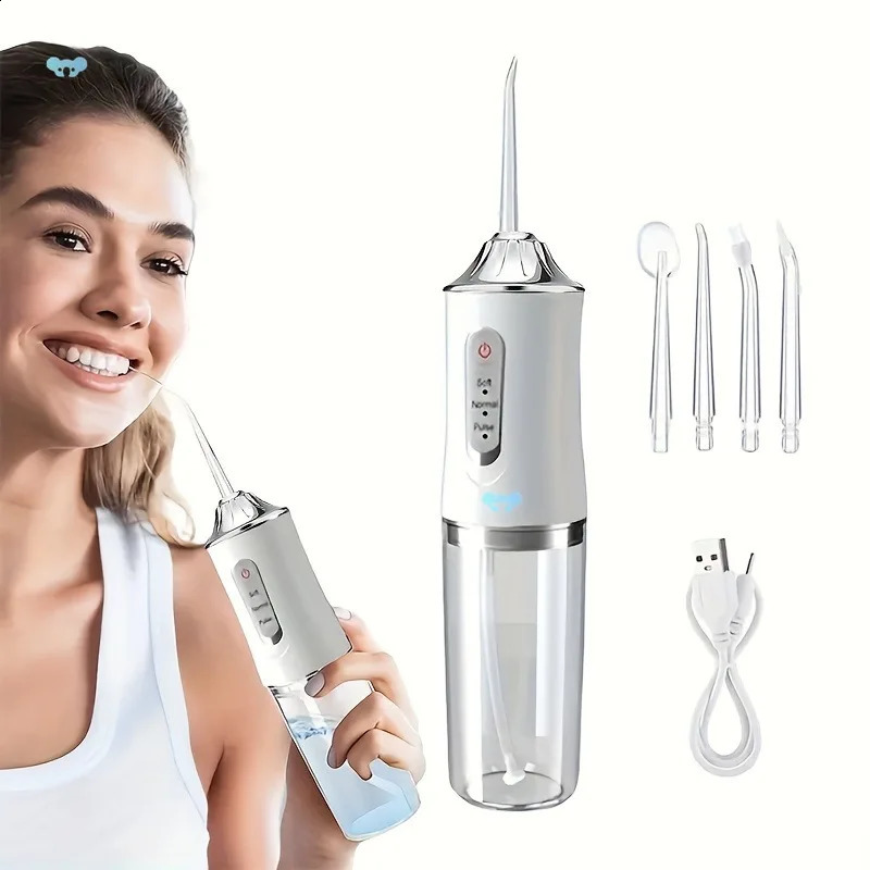 Oral Irrigator Portable Dental Water Flosser USB Rechargeable Jet Floss Tooth Pick 4 Tip 220ml 3 Modes 260626