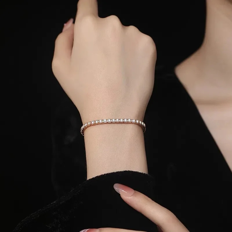 100 925 Sterling Silver 3mm 4mm 5mm High Carbon Diamond Fashion Super Flash Tennis Bracelet Party Fine Jewelry Gift Wholesale 260626 - view 7