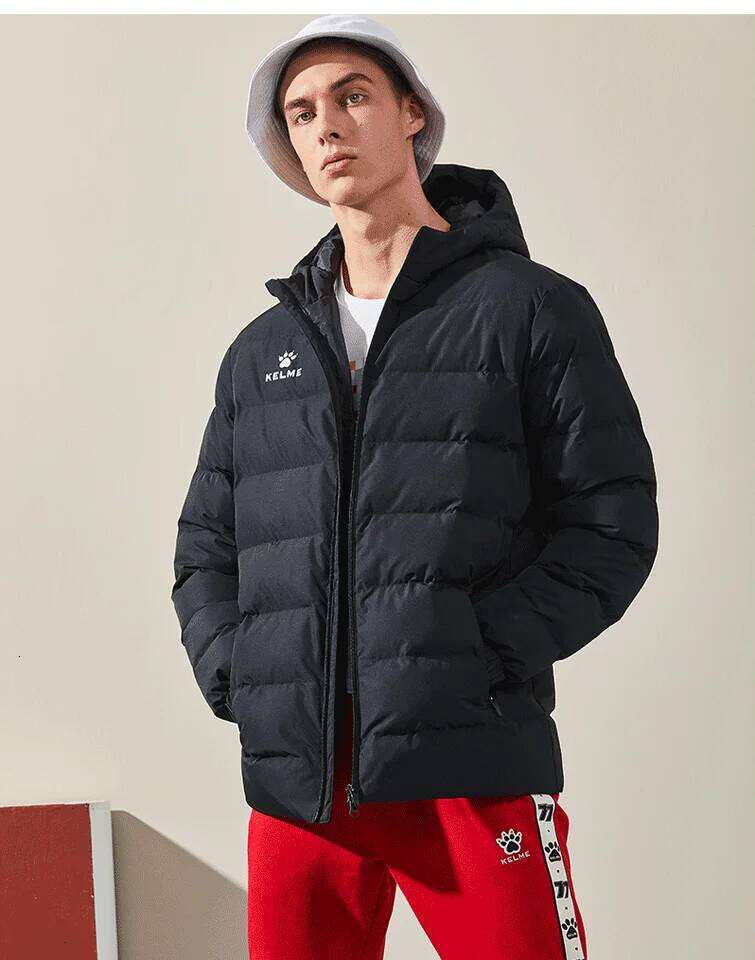 KELME Winter Men's Cotton Jacket Hooded Short Warm Coat Training Sports Team Uniform Women Padded Outwear 8261MF1013 J260626 - view 5