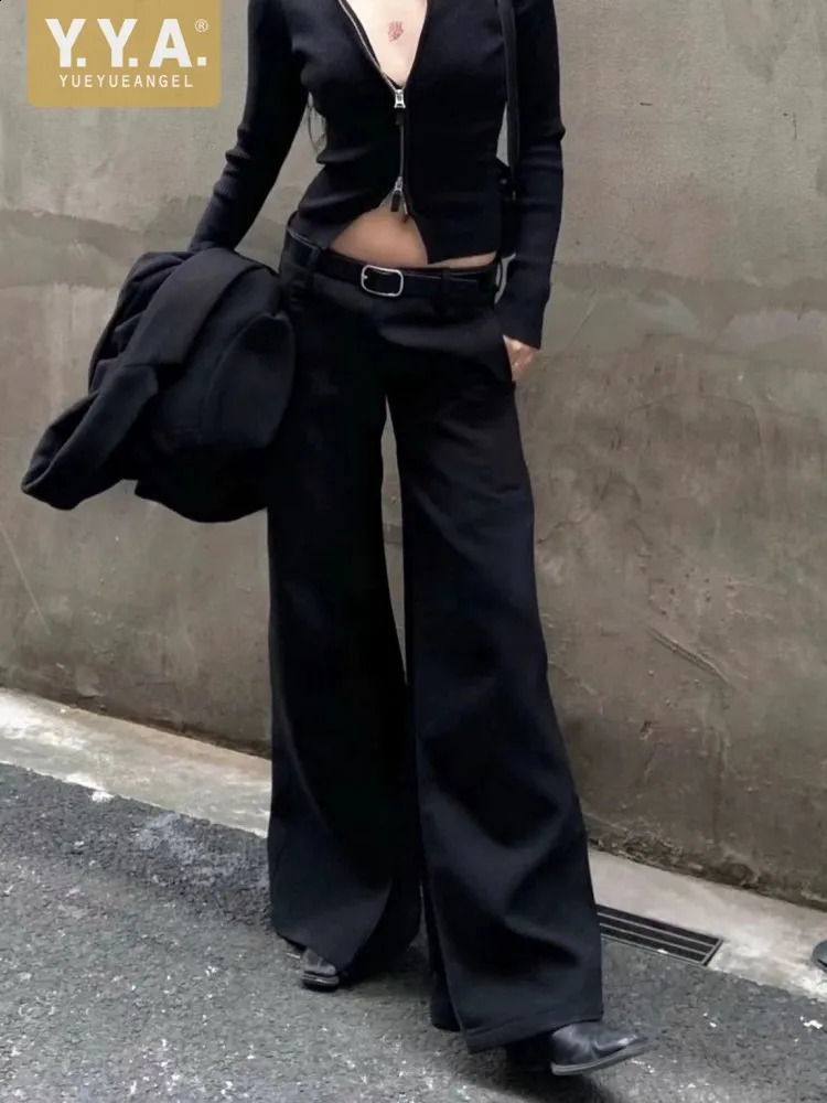 Fashion Women Low Waist Flare Pants Black Long Trousers Office Ladies Work Suit Spring ner Cargo Streetwear 260625