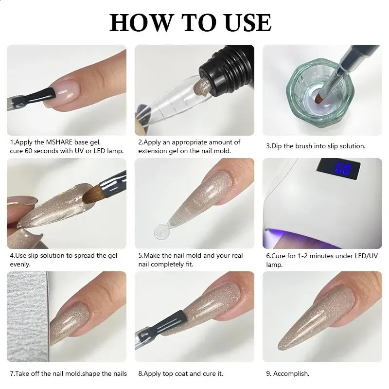 MSHARE Poly Nails Acryl Gel 60ml Builder UV Led Acrylgel Nails Extensions Acrylic Pink White Clear Acrylatic Hema Tpo Free Gel 260626 - view 7