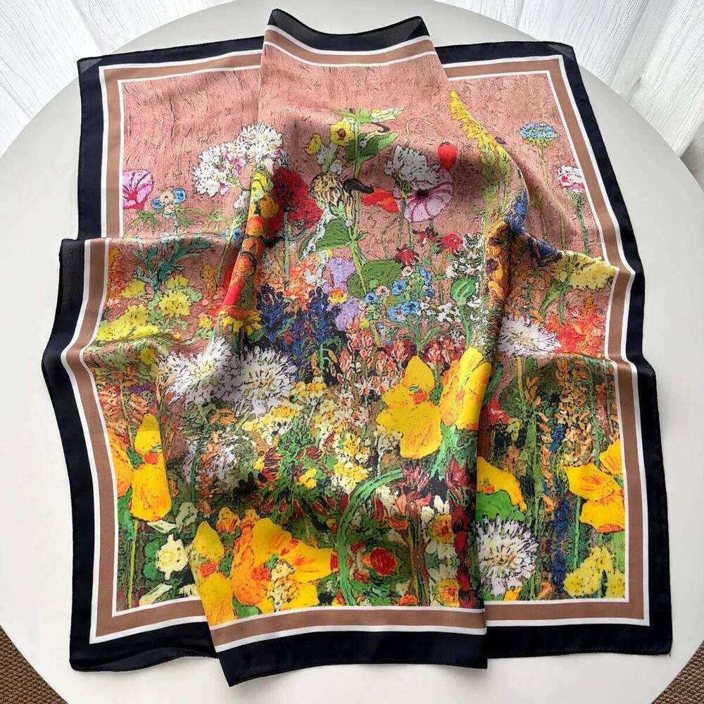 Summer Scarf Women Oil Pattern Silk Imitation Scarves Square Hairbands Foulard Female Bandana Neck Kerchief Headbands 26Y06226