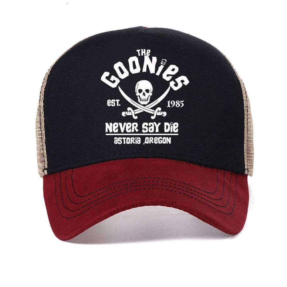 The Goonies Est 1985 Never Say Die Men's baseball cap summer mesh Snapback hat fashion outdoor Causal Breathable sun hats W260626
