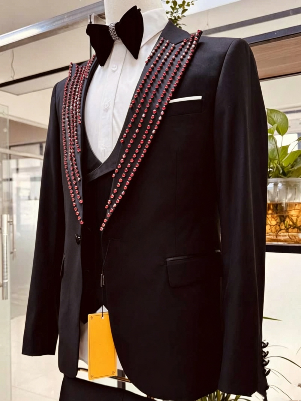 Stylish Wedding Tuxedos Slim Fit Beaded 2 Piece Set Men Suit Luxury Peaked Lapel Jacket Pants Groom Evening Blazers Customized - view 5