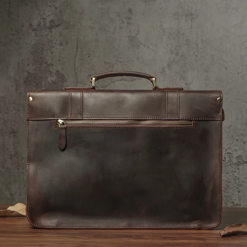 Mens Executive Briefcase Genuine Leather Business Handbag Top Cowhide Vintage Shoulder Bag Man Office Laptop Messenger y260611 - view 4