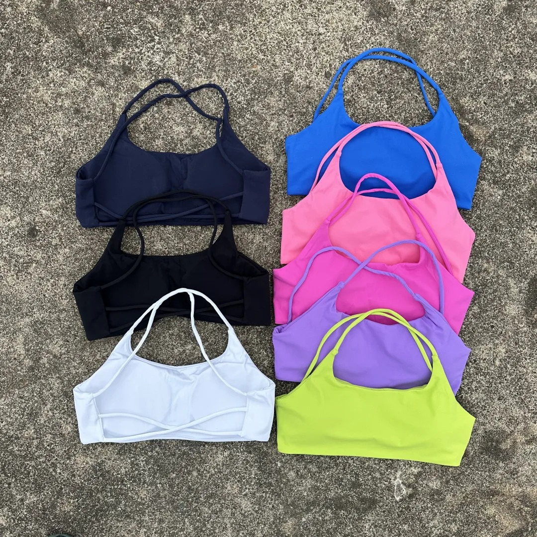 Sexy Soft Fitness Sport Bra Spaghetti Strap Cross Back Hollow Women Top Tight Gym Yoga underwear Athletic Workout With Chest Pad 260626 - view 3