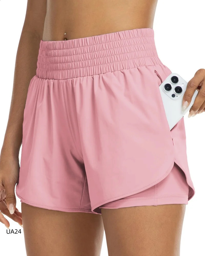 Womens High-Waisted 2-in-1 Quick-Dry Shorts with Zipper Pocket Elastic Waist for Workout Running Gym Yoga Fitness Sportswear 260626 - view 4