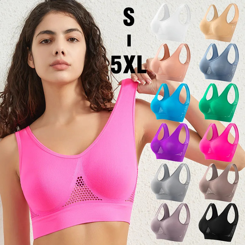 Womens Plus Size Breathable Mesh Sports Bra Ladies Seamless Nonwire Underwear No Pads Ribbed Crop Top Sexy Lingerie S5XL 260626