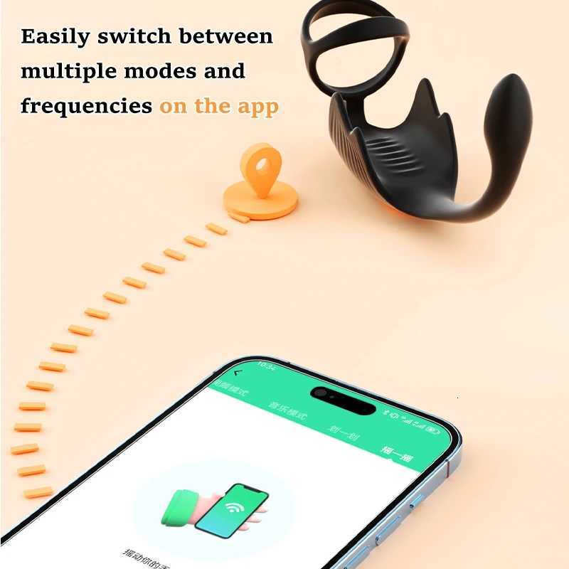 Penis APP Male Remote Control Ring Delayed Ejaculation Vibrating Ring 3-in-1 Multifunctional Male Sex Toy Prostate Vibrator M260626 - view 5