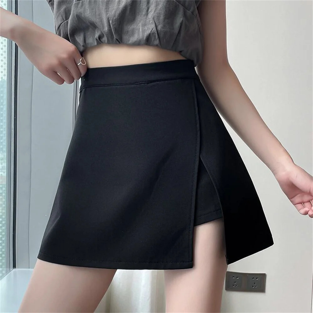2026 Black Grey Irregular Skirt Aline Women High Waist Korean Fashion Zipper All Matched Shorts Skirts vintage for women 260626