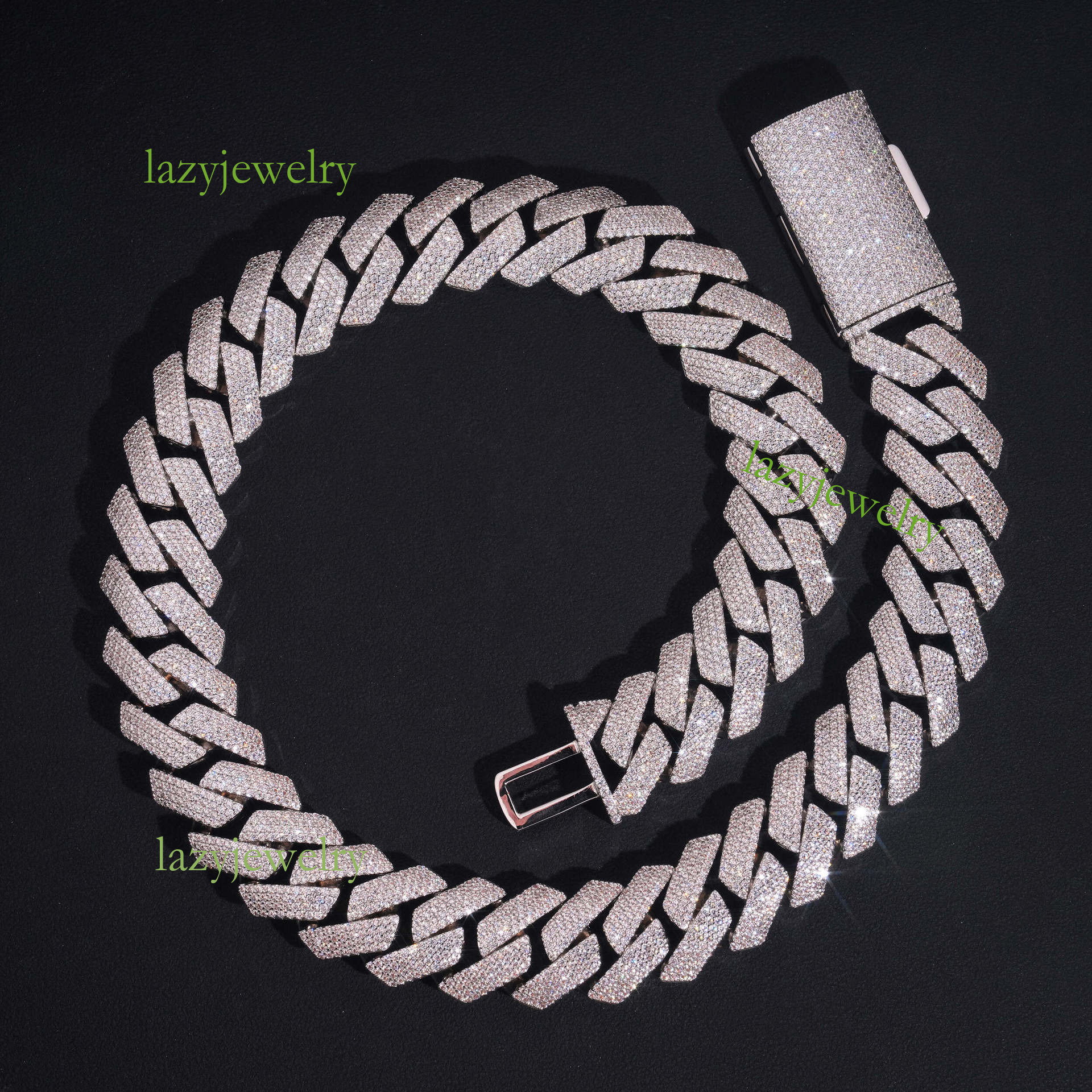 Classic 4-row Cuban necklace VVS Mosan stone full diamond 16mm Melmi necklace bracelet is suitable for rock rappers to wear - view 3
