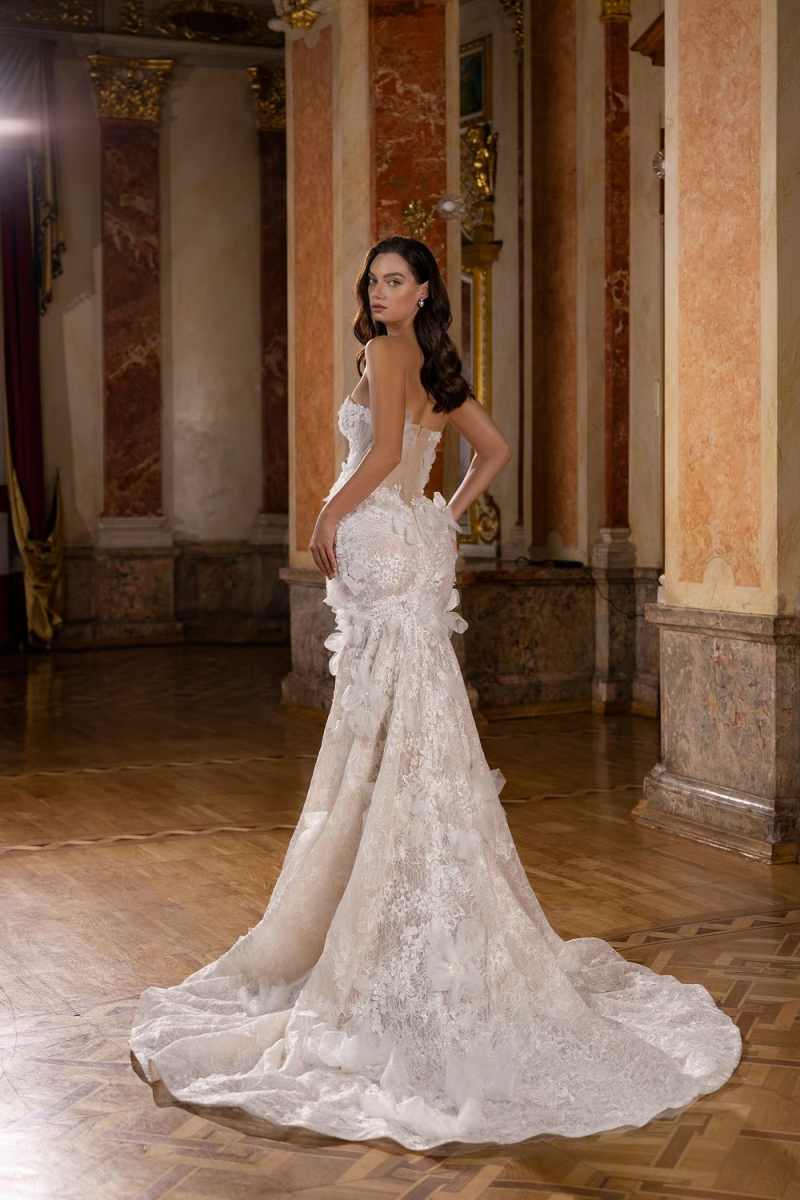 Boho Sweetheart Neck Mermaid Wedding Dress Elegant Hand Made Flowers Appliques Bridal Gown Sweep Train Bride Dresses Customized - view 5