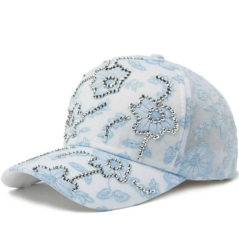 Print Women Baseball Flower Rhinestone Lace Breathable Sunshade Curved Brim Fashion Street Dance Party Casual New M260626 - view 6