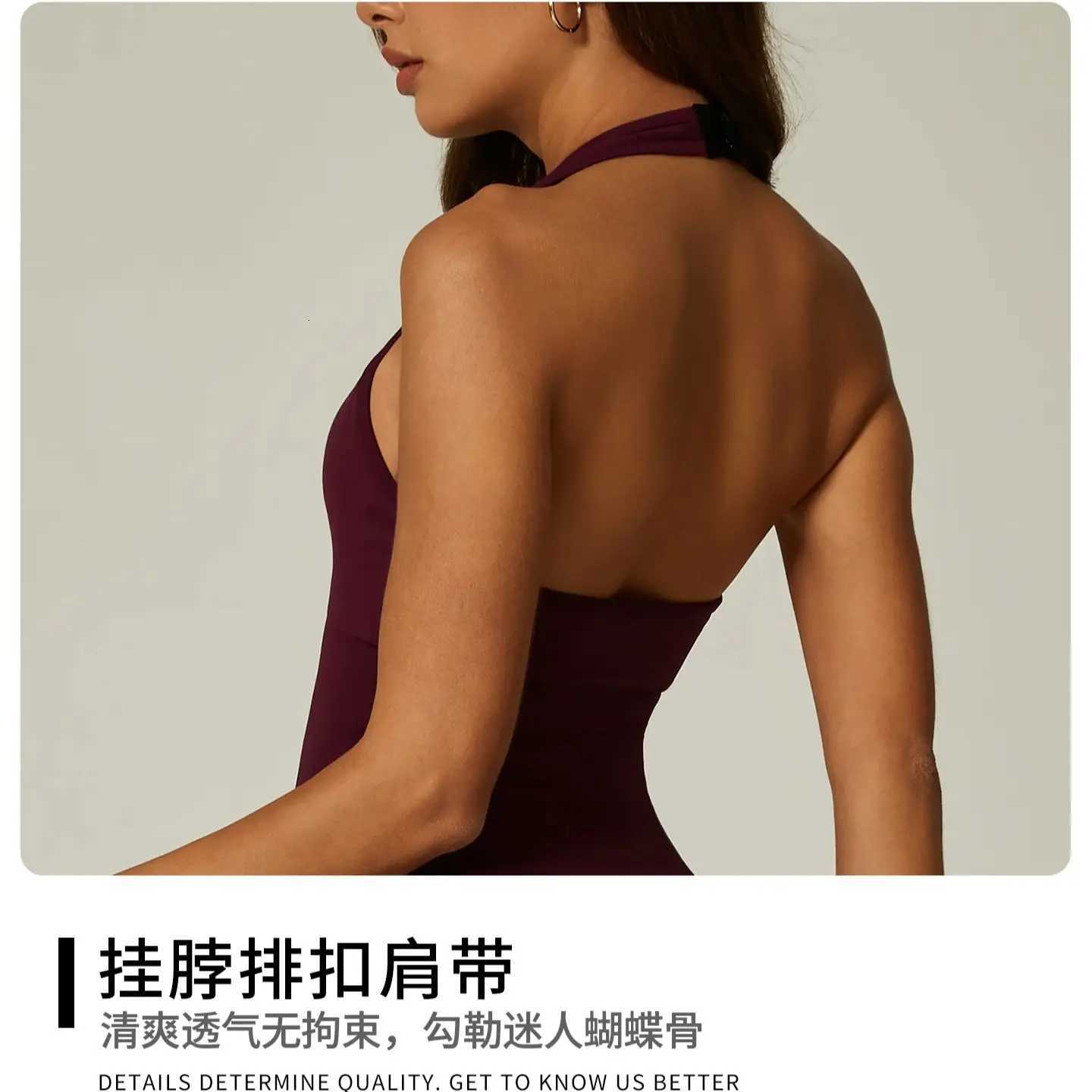 Halter Neck Sexy Jumpsuit V Women Flare Leg Yoga Romper Backless One Piece Gym Workout Bodysuit Tummy Control Fitness Activewear M260626 - view 7