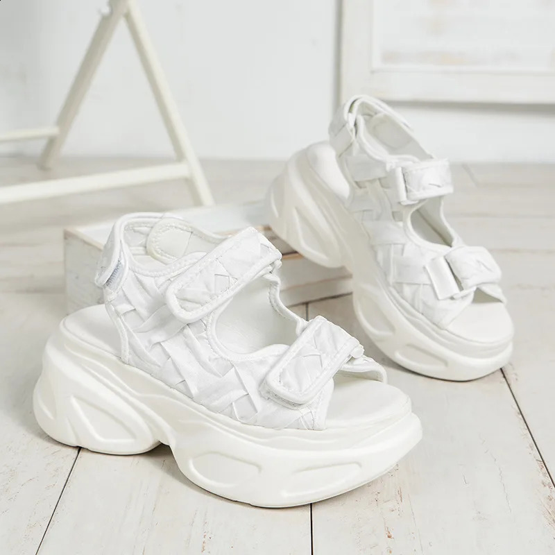 White Platform Sandals Women Chunky Thick Sole Summer Fish Mouth Heightraising Wedge Beach Shoes Woman Sandal 260626 - view 5