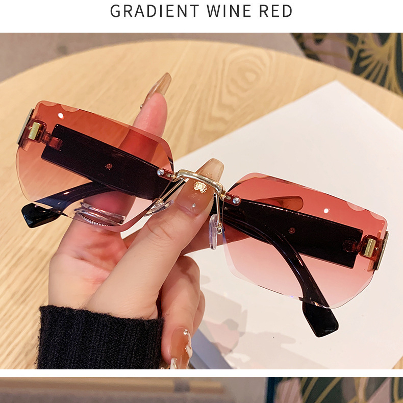 2026 Designer's New Square Frameless Sunglasses For Men's Models Fashion Show High End Leopard Head Glasses Anti UV Sunshade Sunglasses Pers - view 9