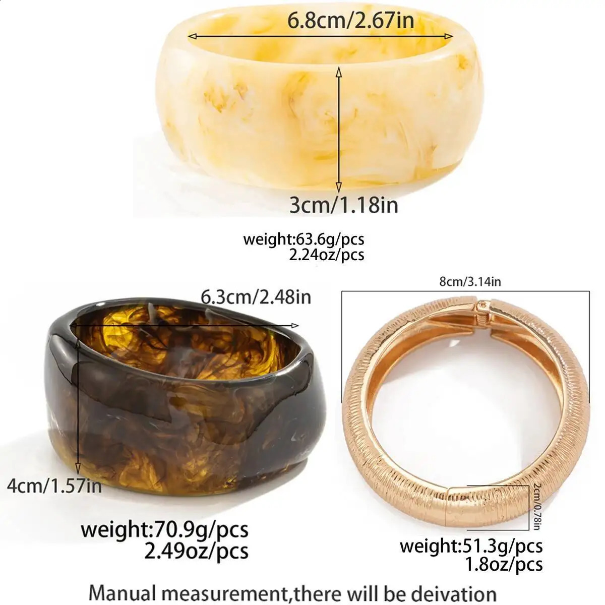 IngeSightZ 3Styles Vintage Geometry Resin Acrylic Thick Wide Bracelets Women 2026 Punk Geometry Round Bangles Steampunk Jewelry260624 - view 6