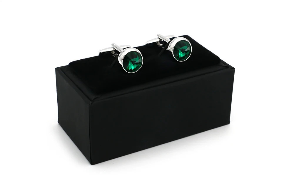 Mens Crystal Cufflinks Green Color Stone Top Quality Wedding Cuff Links 260626 - view 3