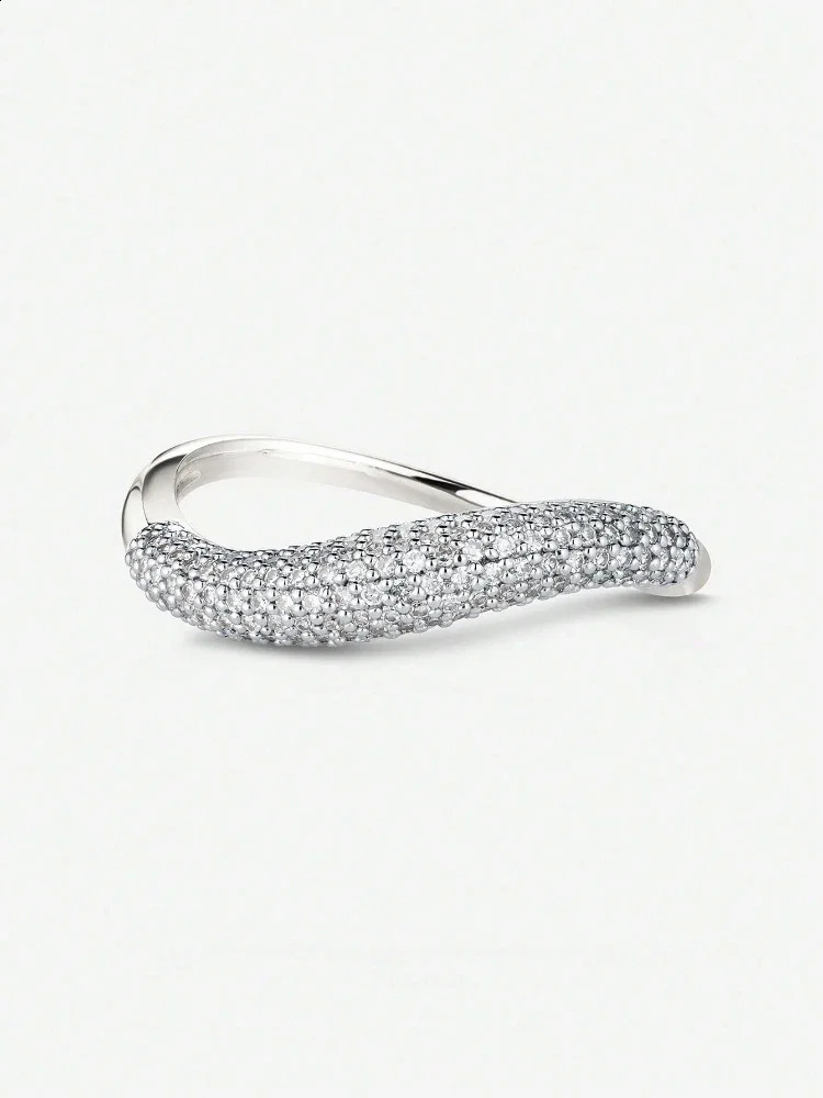 925 Sterling Silver Zircon Wave Shape Ring For Women Daily Wear Outfit Anniversary Engagement Party High Quality Fine Jewelry260624 - view 3