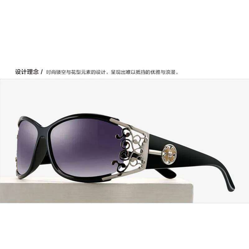 New wraparound diamond metal shiny polarizing driving sunglasses, vintage fashion, personalized trend, hollow-out lace 26Y0626 - view 7