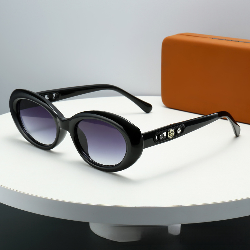 2026 Designer's New Elliptical Personalized Trendy Round Frame Camellia Pearl Decoration Light Luxury Premium Women's Sunglasses Sunshade Su - view 4