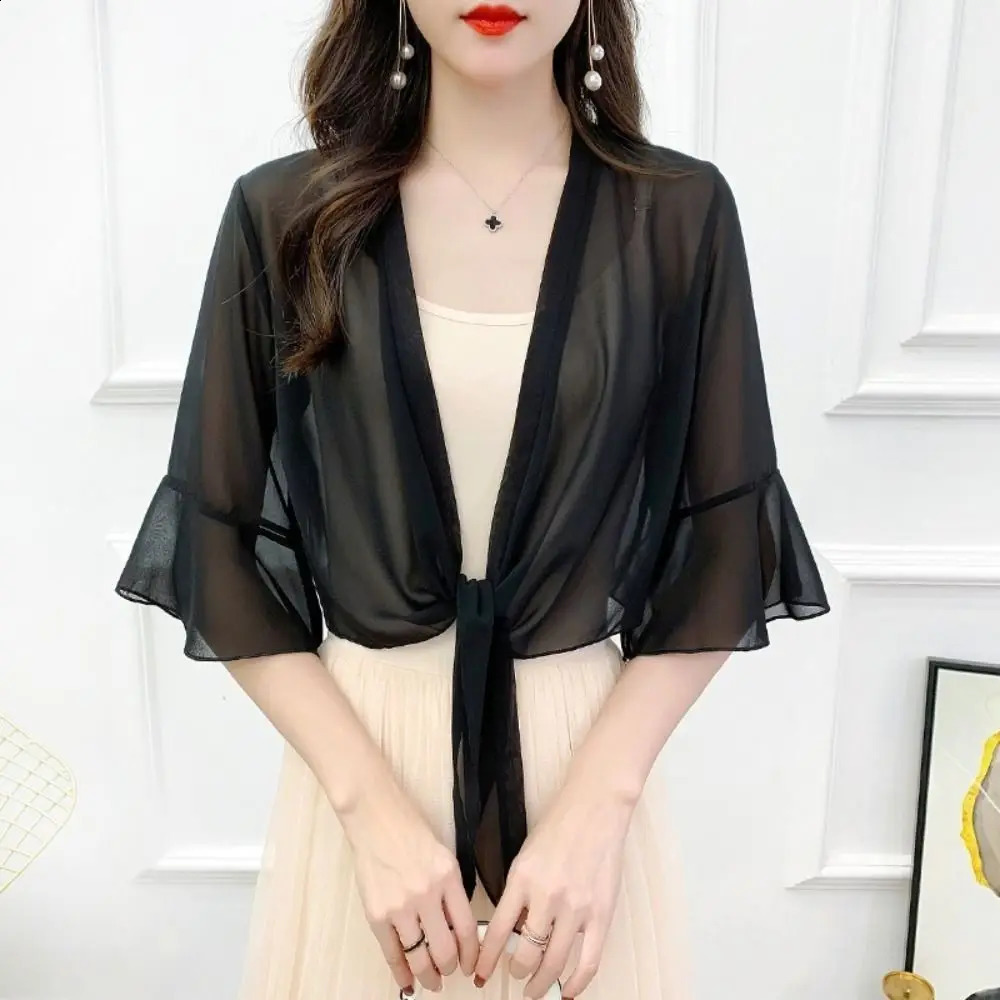 Cloak Chiffon Shawl Multicolor Short Thin Coat Tulle Shawl Women 260625 - view 3