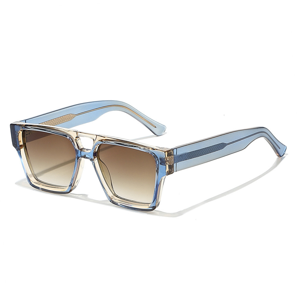 2026 European And American Exquisite Double Bridge Rectangular Acetate Clip-On CP Sunglasses, New Square Frame Fashion Sunglasses