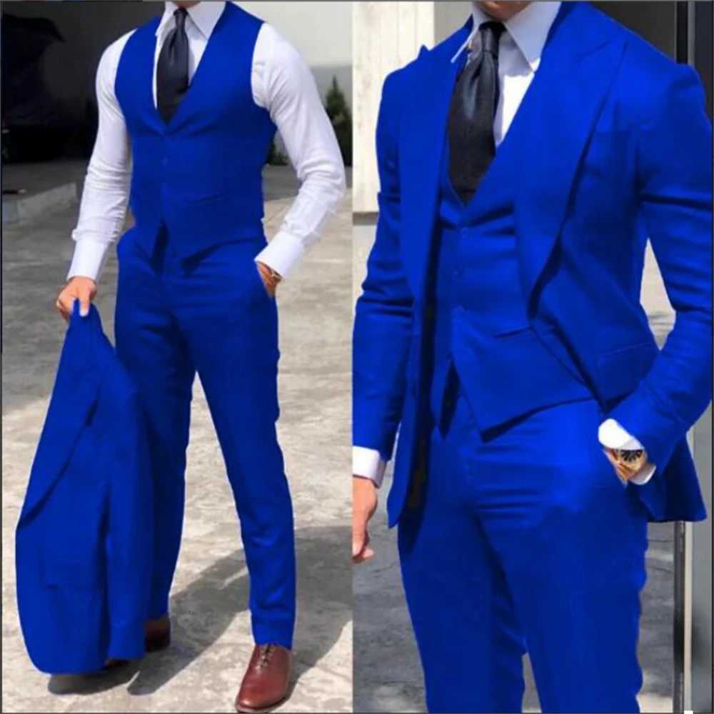 solid color formal business suits Full mens suits Pointed collar Single Breasted high-quality wedding art Graduation J260626 - view 6