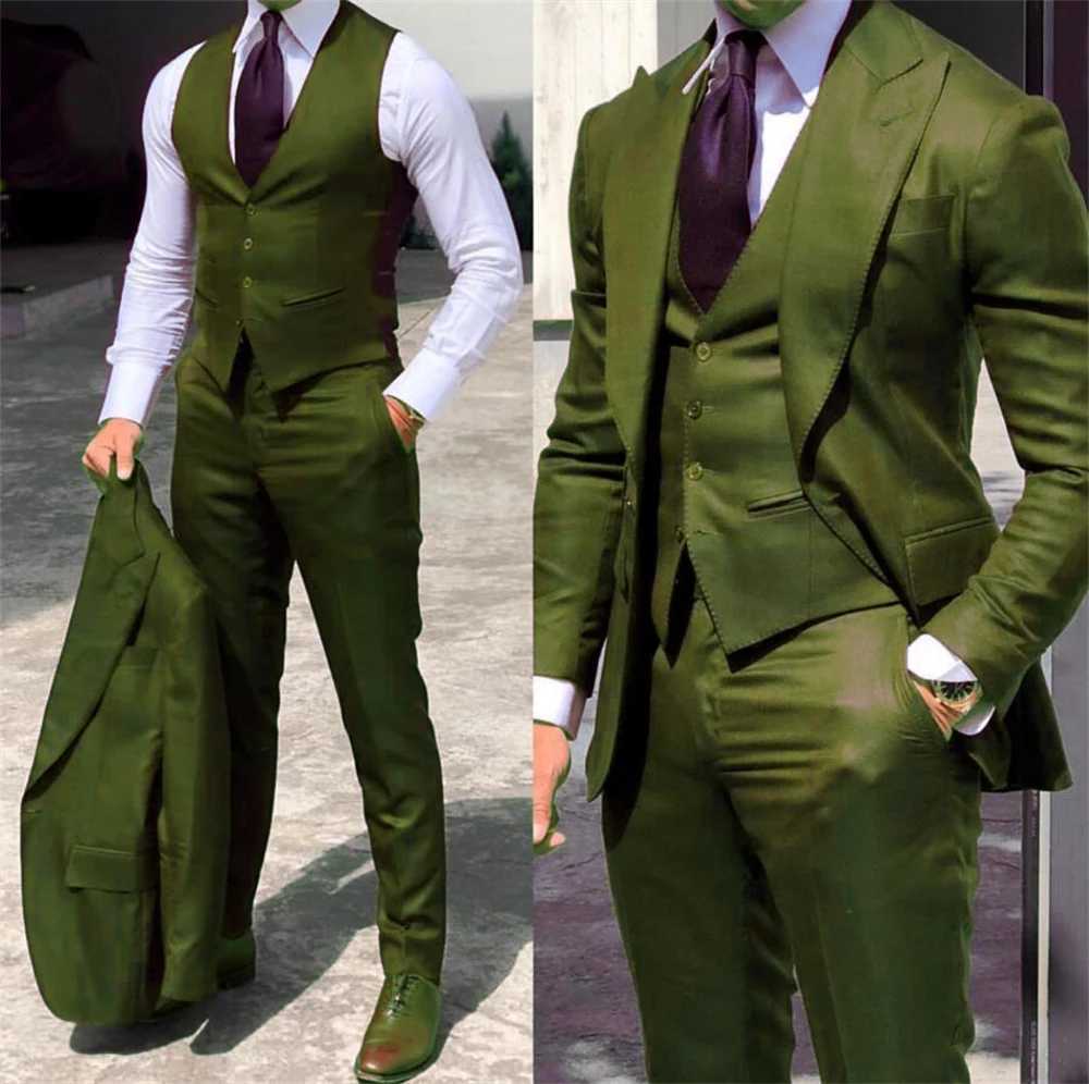 solid color formal business suits Full mens suits Pointed collar Single Breasted high-quality wedding art Graduation J260626 - view 3