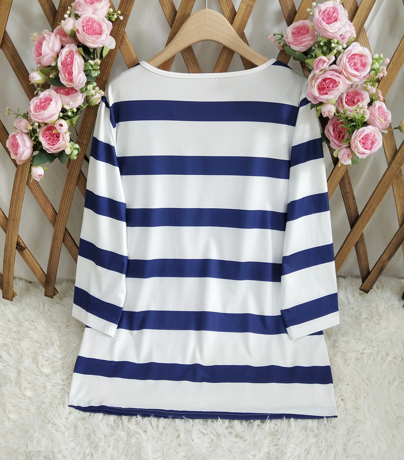 Ladies striped and printed half-button placket large-size long-sleeved T-shirt fashionable elegant casual warm long-sleeved 260626 - view 6