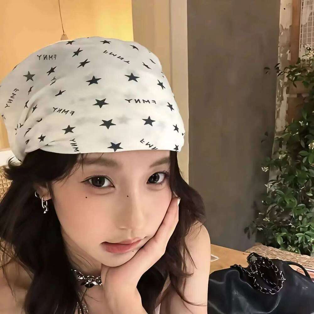 Leisure Style Cotton-linen Star Printed Headscarf Summer Ladies' Trendy and Versatile Square Scarf Fashionable Hair Accessory 26Y06226 - view 5