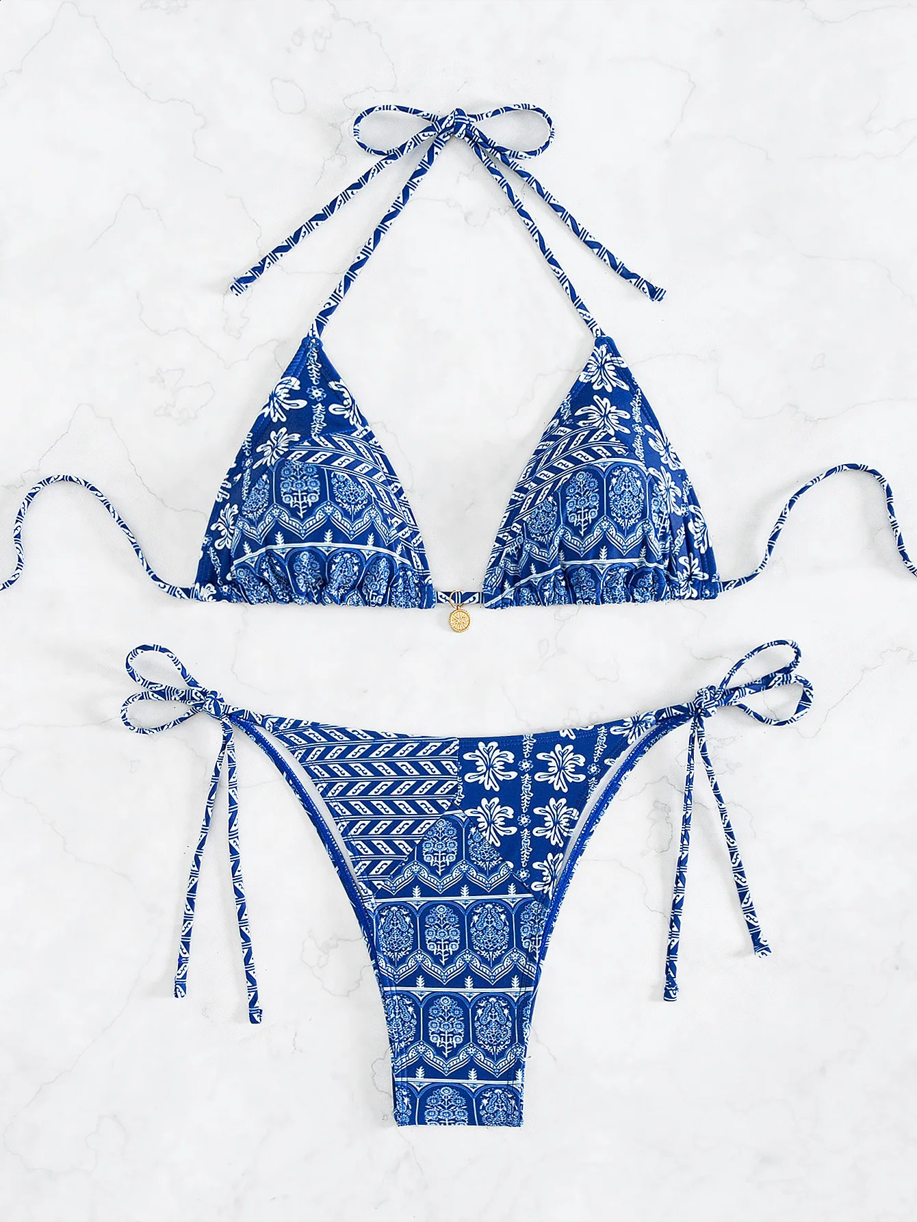 2026 Womens Bikini Set Adjustable Tie Side Bandage Swimwear HighEnd Sexy TwoPiece Bathing Suit Summer Beach Push Up 260626 - view 3
