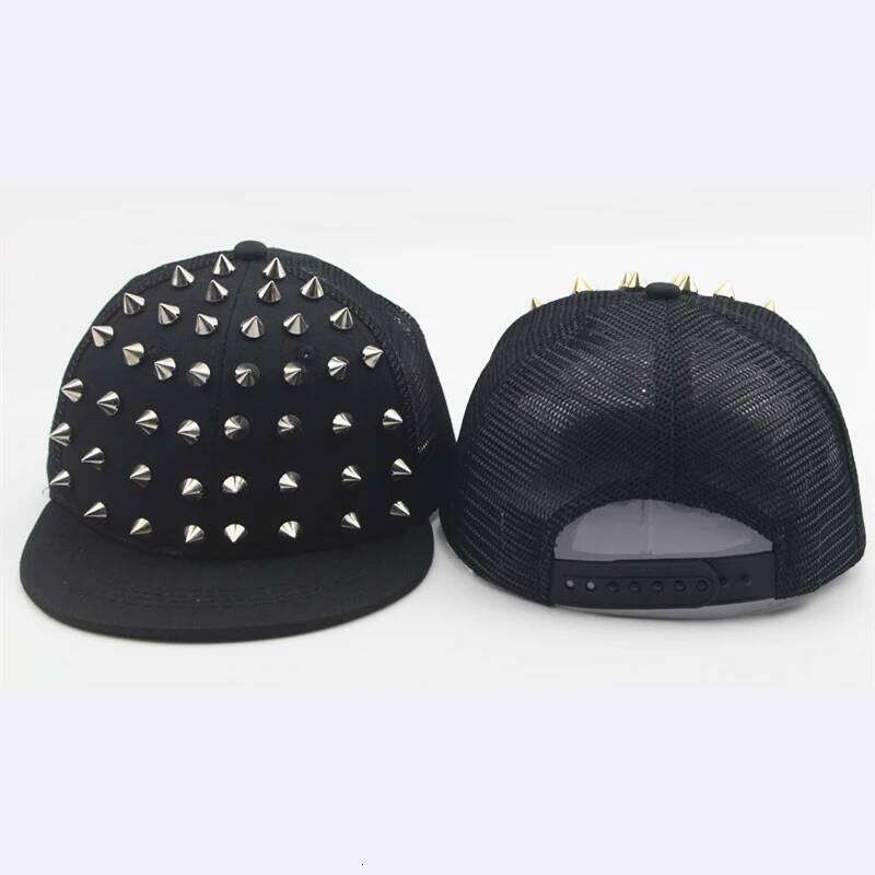 Men and Women's Rivet Flat Hat Punk Rock Hip Hop Stud Baseball Caps Y2K snapback cap outdoor gorras para hombres casquette homme W260626 - view 5