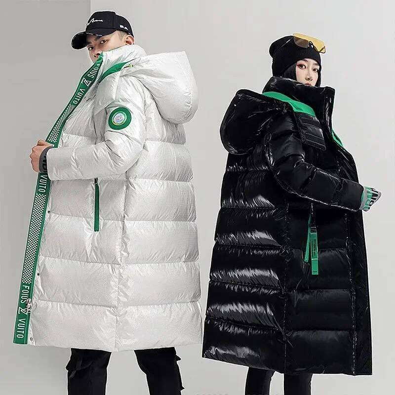 New Winter Jacket Long Luxury Business Thickened Down Cotton Warm Parkas Men's Street Snow Cold-proof Hooded Padded Coat W260626 - view 6
