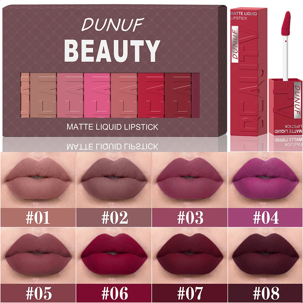 Matte Lip Gloss 8pc/set Waterproof Lipstick izing Long Lasting Non-Stick Cup Nude Y2K Christmas Valentines Day Gifts 260618