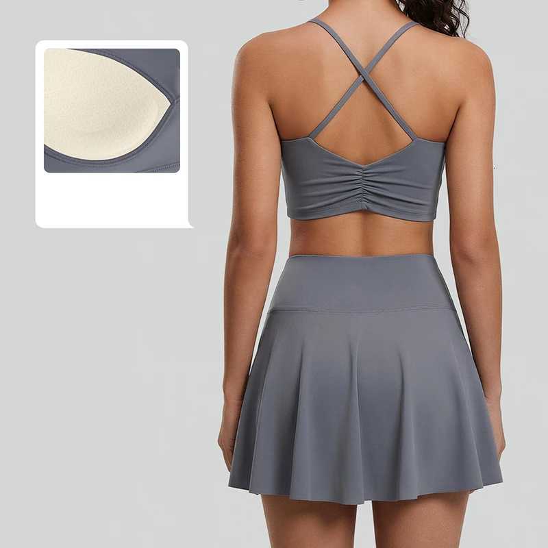 2 Feeling Women Piece Naked Yoga Set Crisscross Cami Top with Built-in Pads Breathable Workout Set for Pilates Running M260626 - view 5