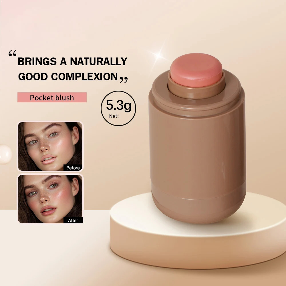 3-in-1Blush Stick Lasting Brightens Cheek Stick Moisturizing Flash Lip Gloss Makeup Lip Gloss Face Rouge 260625 - view 5