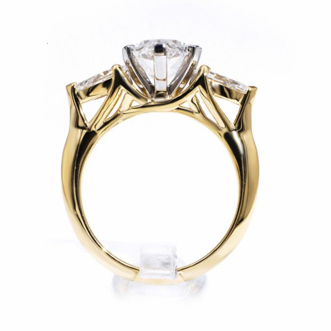 Tianyu Gems Private Custom Marquise Cut 2ct D VS1 and Pear Cut 46mm Lab Diamond 18k Yellow and White Gold Engagement Rings - view 4