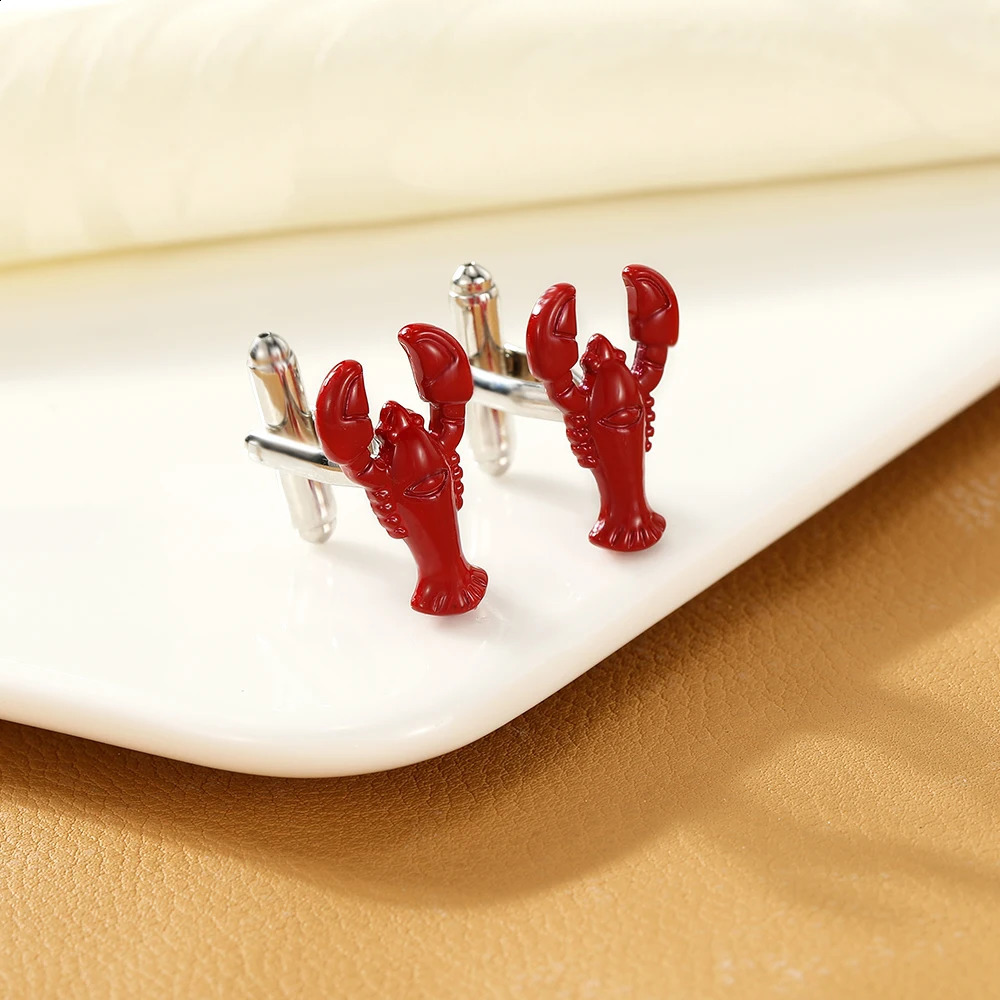 Statement Red Lobster Shaped Mens Cufflinks Personality Animal Shirt Suit Tuxedo Blouse Sleeve Button 260626 - view 1
