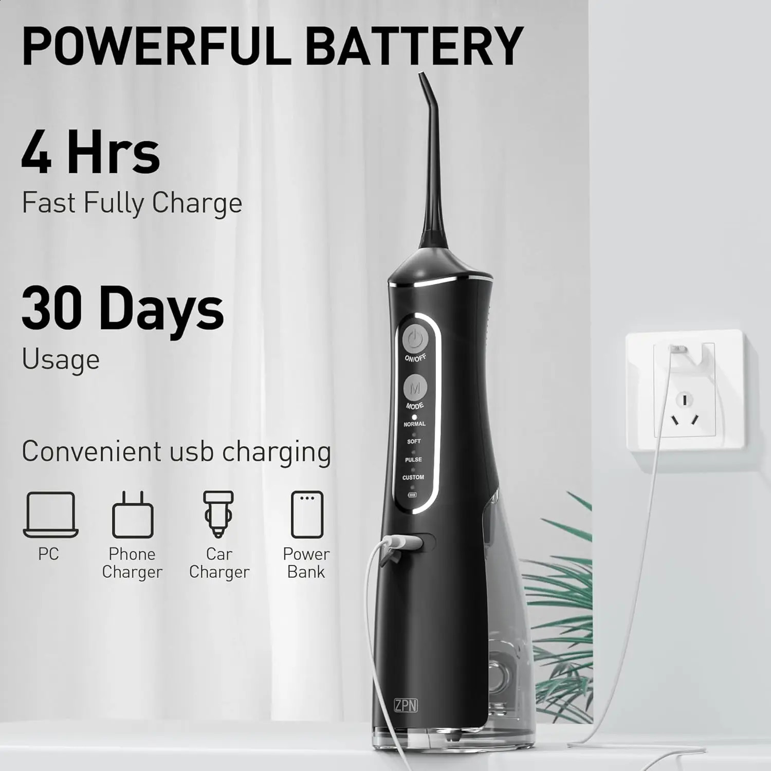 Portable Household Oral Irrigator Rechargeable Water Flosser with 4 Modes And 5 Nozzles for Deep Cleaning Dental Care 260626 - view 6