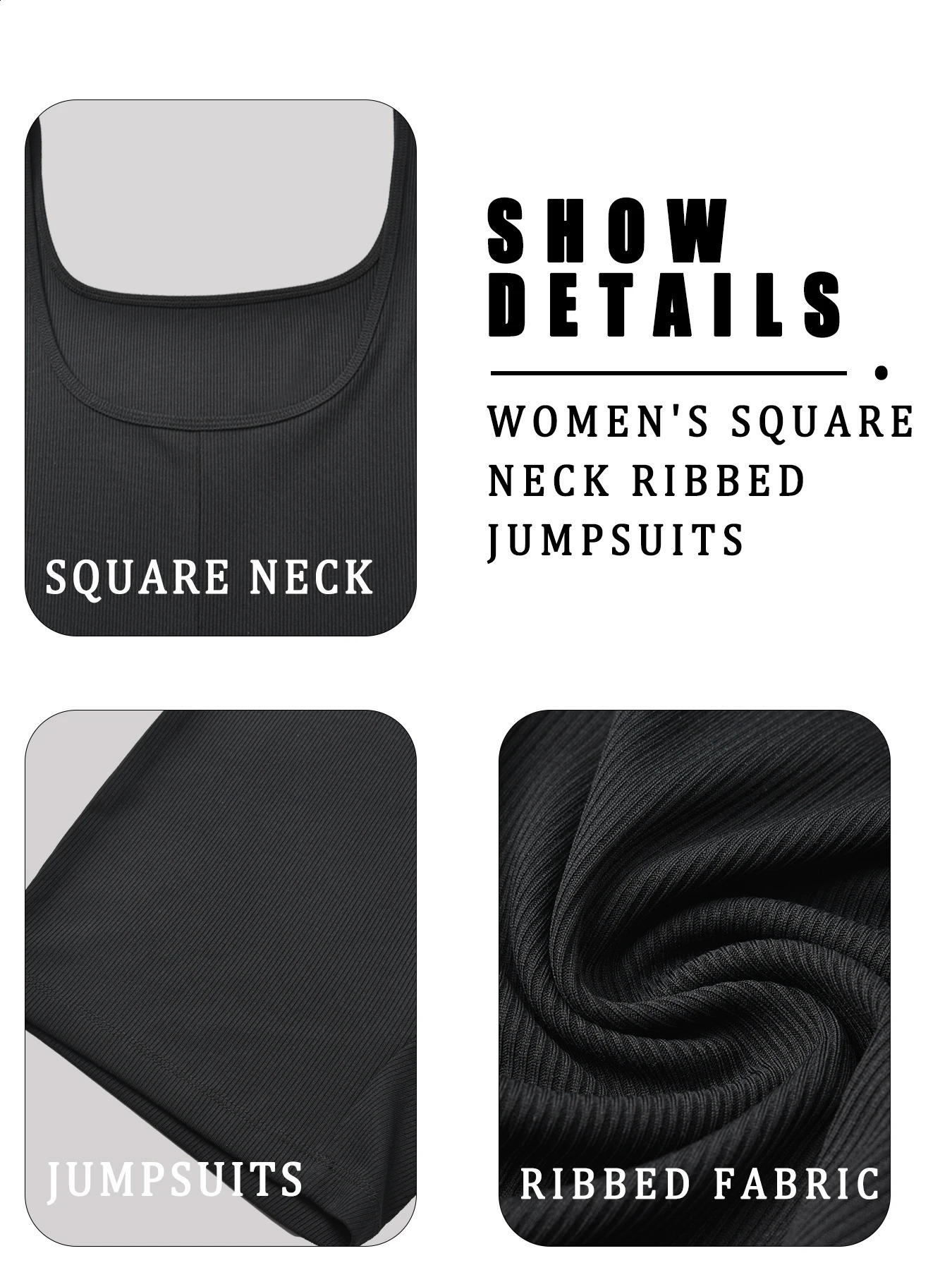 WomenS Square Neck Ribbed JumpsuitsWomens Sleepwear Loungewear 260626 - view 6